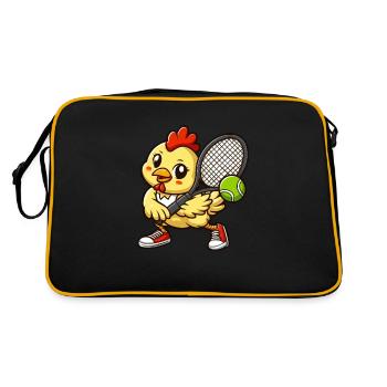 poulet poussin tennis bande dessinée joueur sport tennis - Sac Retro - noir/or - Dos