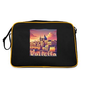 La Valette, Malte, coucher de soleil, ville de vacances - Sac Retro - noir/or - Dos