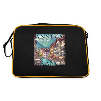 Annecy Vieille ville Eau Canaux Montagnes Randonnée Grunge - Sac Retro - noir/or - Dos