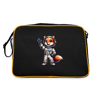 Astronaut Fuchs Weltraum Kosmonaut Universum - Retro Tasche - Schwarz/Gold - Hinten