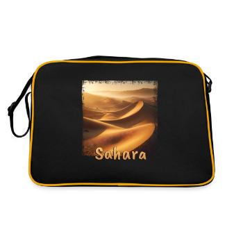 Sahara desert golden sand dunes landscape - Retro Bag - black/gold - Back