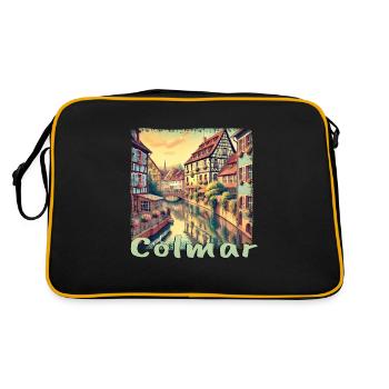 Colmar France Old Town Canal Old Building Holiday - Retro Bag - black/gold - Back