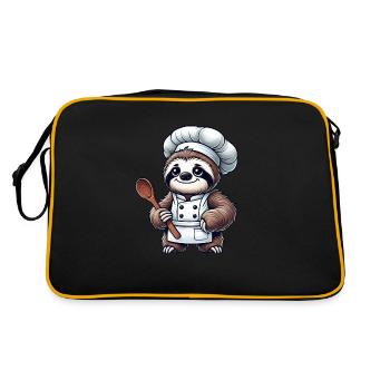 Cute Sloth Chef Chef Kitchen Cooking - Retro Bag - black/gold - Back