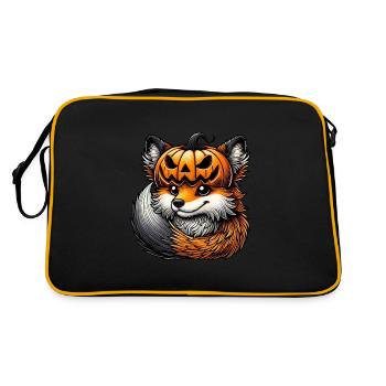 Stilvoller Halloween Kürbis Fuchs Kunst - Retro Tasche - Schwarz/Gold - Hinten