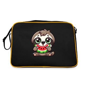 Sloth with Watermelon Cartoon Summer Feeling - Retro Bag - black/gold - Back