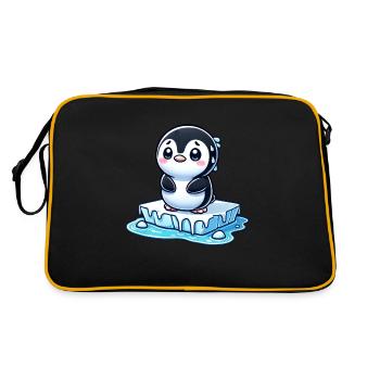 Penguin sweats floe melting South Pole - Retro Bag - black/gold - Back