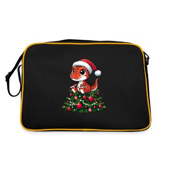 Dino avec arbre de Noël dessin animé fantaisiste T-Rex - Sac Retro - noir/or - Dos