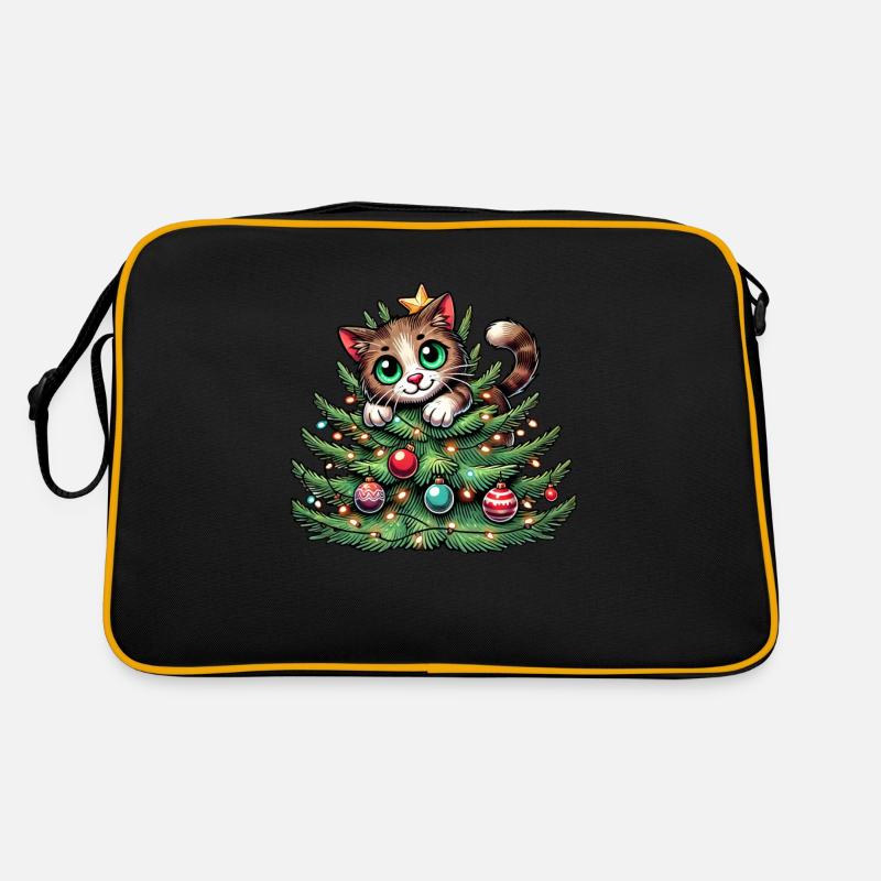 Weihnachtsbaum Katze Weihnachtsmann Comic Retro Tasche