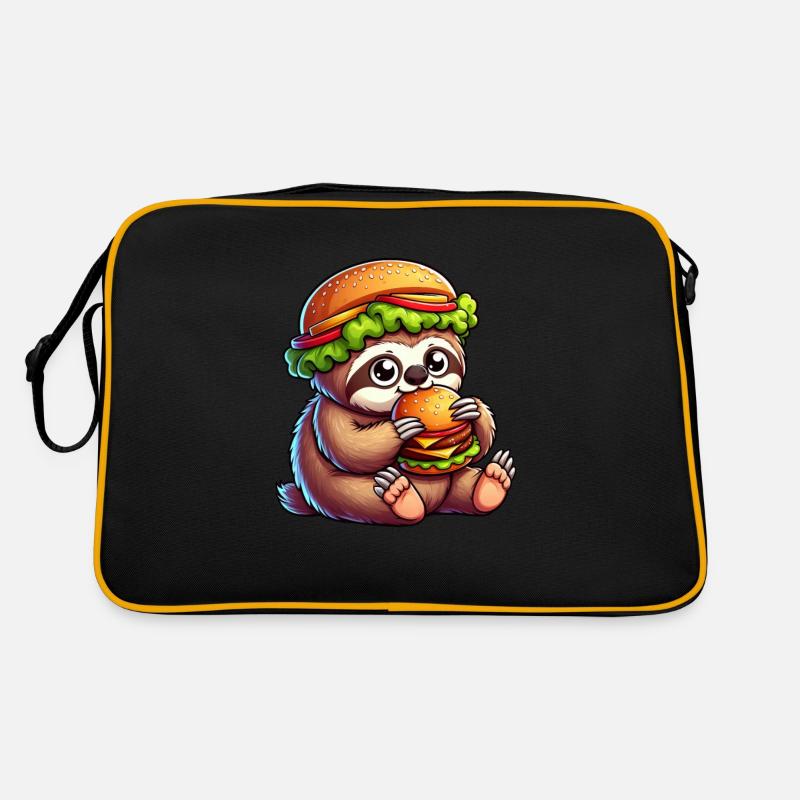 Cute Sloth Hamburger Cheeseburger Fast Food Ca Retro Bag