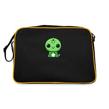 Mignon Chibi T-Rex Dino Dessin animé - Sac Retro - noir/or - Dos