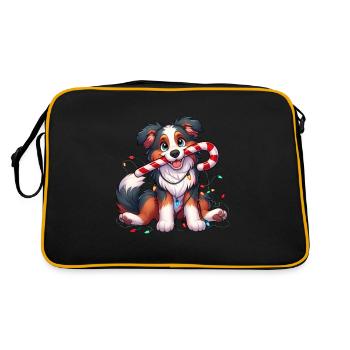 Christmas Dog Australian Shepard String Lights - Retro Bag - black/gold - Back