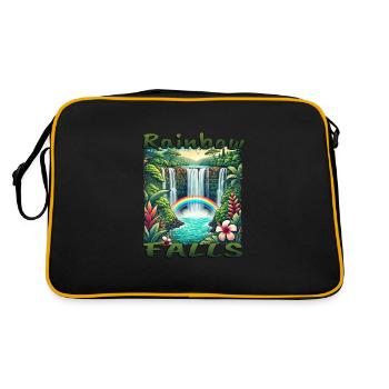 Hawaii Rainbow Falls Waterfall Grunge Look - Retro Bag - black/gold - Back