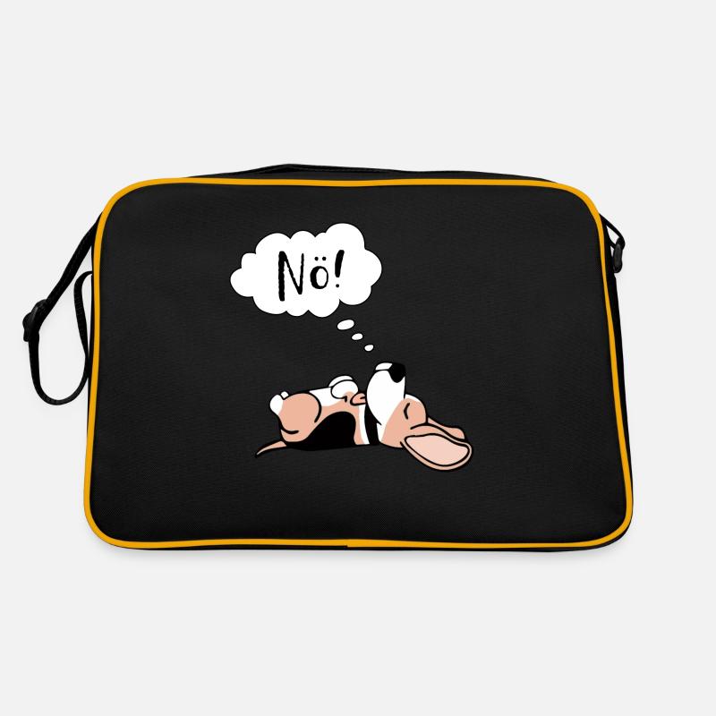 Lustiger Spruch Nö mit Comic Hund und Denkblase - Retro Tasche - Schwarz/Gold