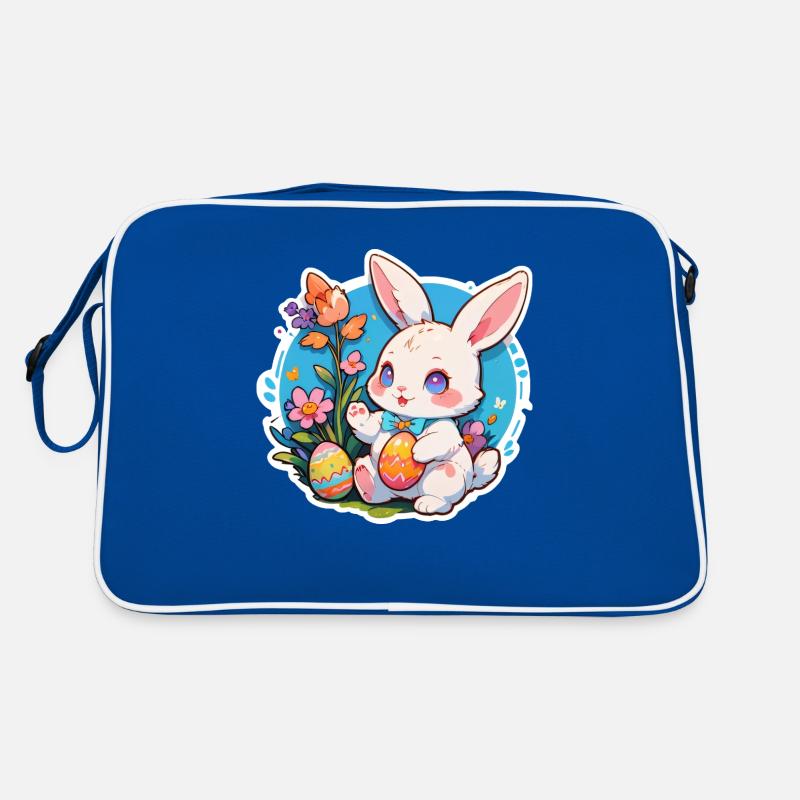 Osterhase sitzend mit Ostereiern Retro Tasche