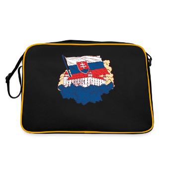 Slovaquie Château avec drapeau Slovaquie - Sac Retro - noir/or - Dos