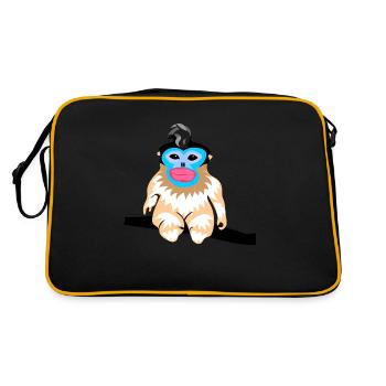 Stumpfnasenaffe - Retro Tasche - Schwarz/Gold - Hinten
