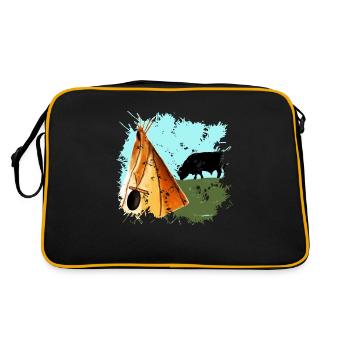 Indian tent in the North American steppe - Retro Bag - black/gold - Back