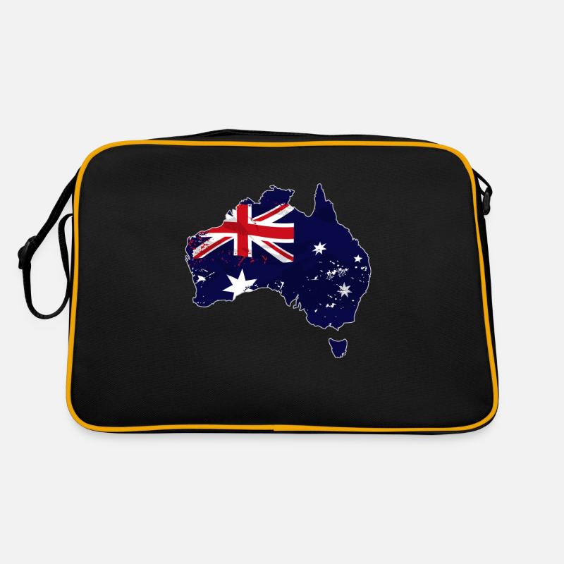 Australia Map Flag - Australien - Retro Tasche - Schwarz/Gold
