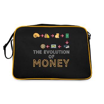 Die Entwicklung des Geldes Bitcoin Btc Crypto Kryp - Retro Tasche - Schwarz/Gold - Hinten