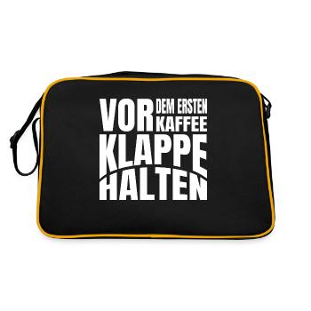 heiß lieben schlafmütze bücher müdigkeit wach - Retro Tasche - Schwarz/Gold - Hinten