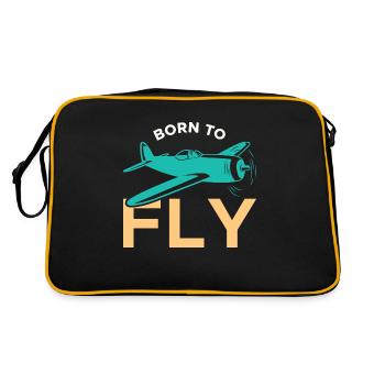 Born to Fly Aviation Pilot - Retro Tasche - Schwarz/Gold - Hinten