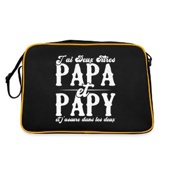 J'ai deux titres papa et papy - Sac Retro - noir/or - Dos