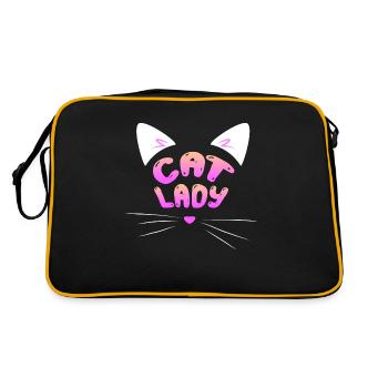 Cat Lady Funny Fur Mom Cat Lover T-Shirt - Retro Bag - black/gold - Back