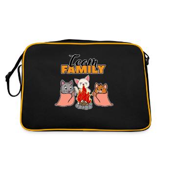team family cat camping bachelorette - Retro Bag - black/gold - Back