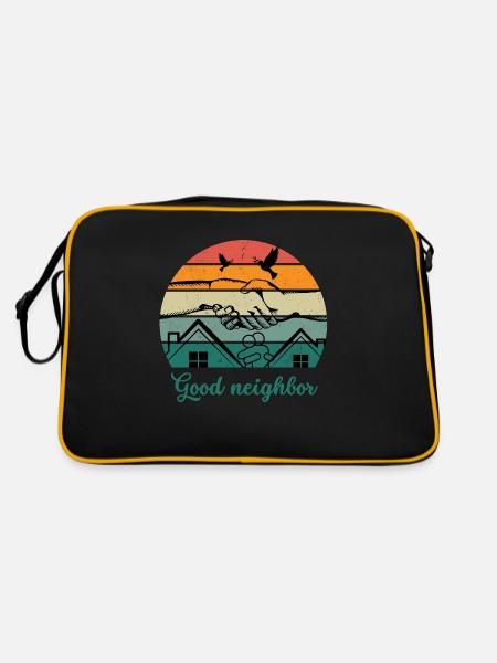 Guter Nachbar BW - Retro Tasche - Schwarz/Gold - Hinten