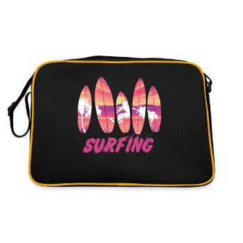 Surfing Surfboard Surfer Geschenksidee - Retro Tasche - Schwarz/Gold - Hinten