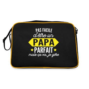 pas facile d être un papa parfait / cadeau papa - Sac Retro - noir/or - Dos