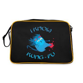 Funny Cat - I Know Kung Fu - Chats drôles - Sac Retro - noir/or - Dos