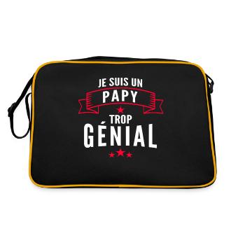 je suis un papy génial / cadeau humour papy - Sac Retro - noir/or - Dos