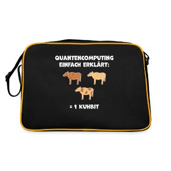 Quantencomputing mit Kühen Lustig Geschenk Kuhbit - Retro Tasche - Schwarz/Gold - Hinten