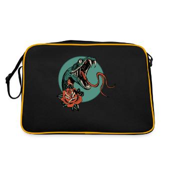 serpent rose fleur vipere cobra langue 403 A - Sac Retro - noir/or - Dos