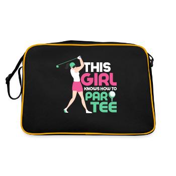 This Girl Knows How To Par Tee Golf Golfing - Retro Bag - black/gold - Back