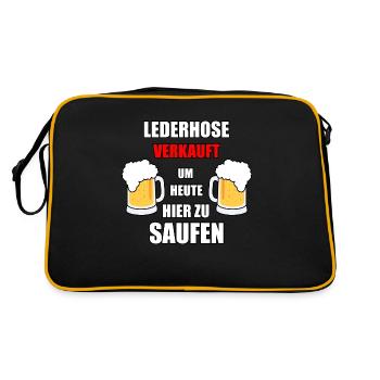 Lederhose verkauft um heute hier zu saufen - Retro Tasche - Schwarz/Gold - Hinten