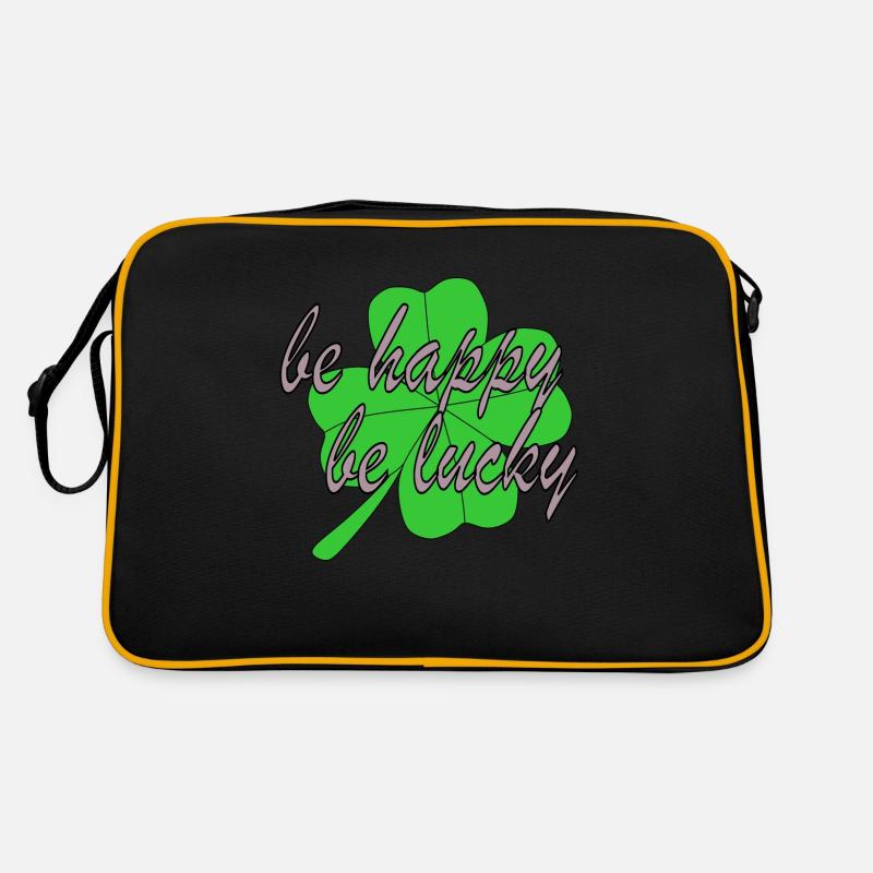 Four Leaf Clover Be Happy Be Lucky - Retro Bag - black/gold