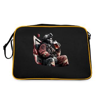 Firefighter enjoys his beer - Retro Bag - black/gold - Back