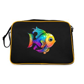 Fish Rainbow Drawing - Retro Bag - black/gold - Back