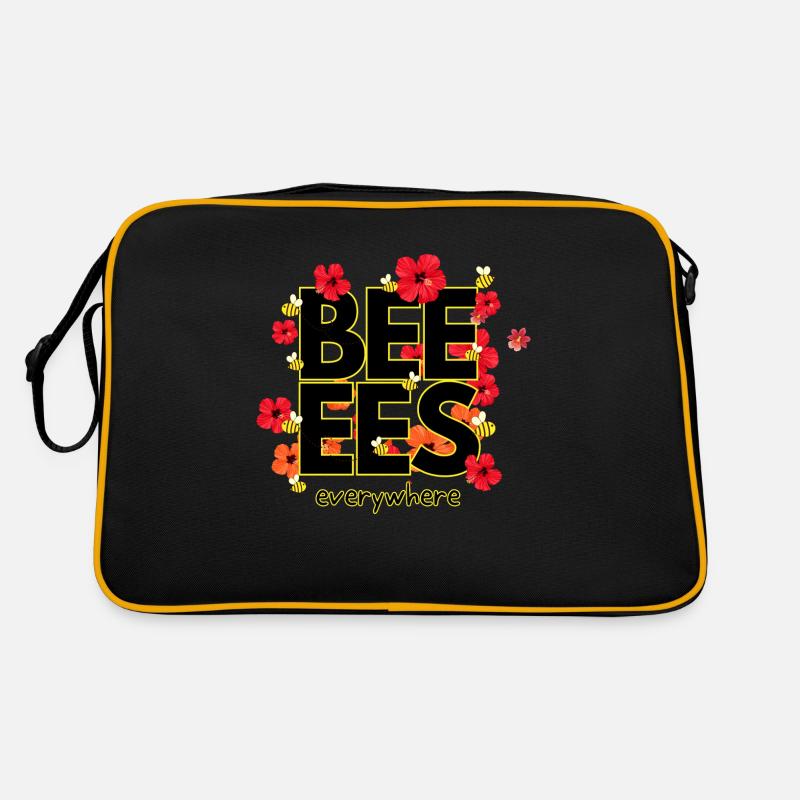 Beeees are everywhere Design - Retro Tasche - Schwarz/Gold