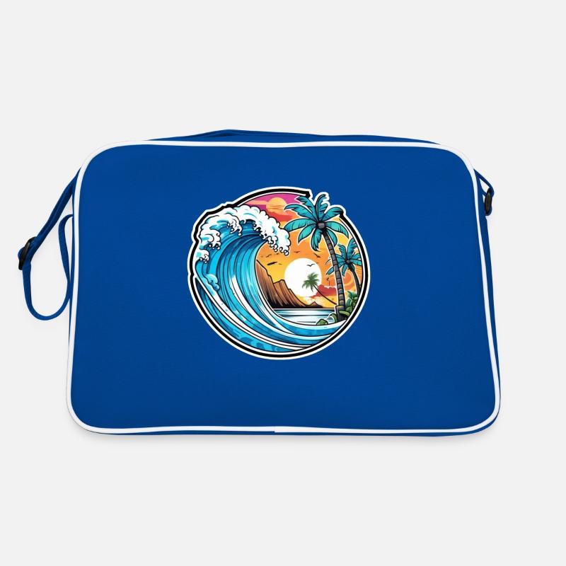 Surfing Beach Palm Tree Sunshine Holidays Retro Bag
