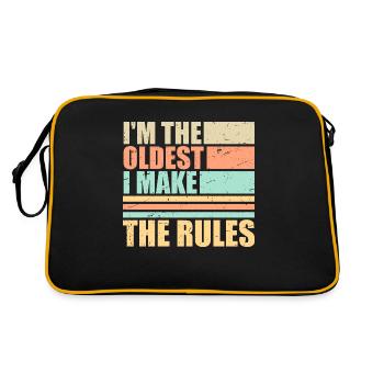I'm The Oldest I Make The Rules Geschwister Witz - Retro Tasche - Schwarz/Gold - Hinten