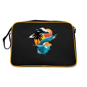 Sunset by the sea - sun, sea and palm tree - Retro Bag - black/gold - Back