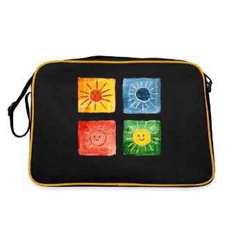 bunte Sonnen - Retro Tasche - Schwarz/Gold - Hinten