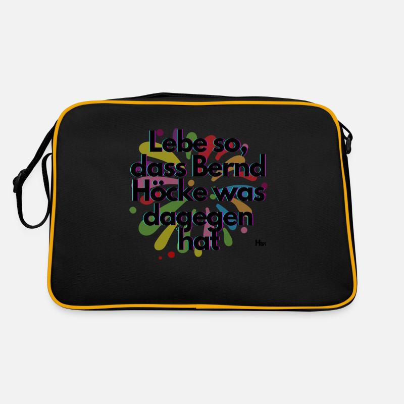 Lebe so dass Höcke was dagegen hat - Retro Tasche - Schwarz/Gold