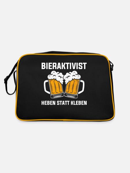BIERAKTIVIST - HEBEN STATT KLEBEN - Retro Tasche - Schwarz/Gold - Hinten