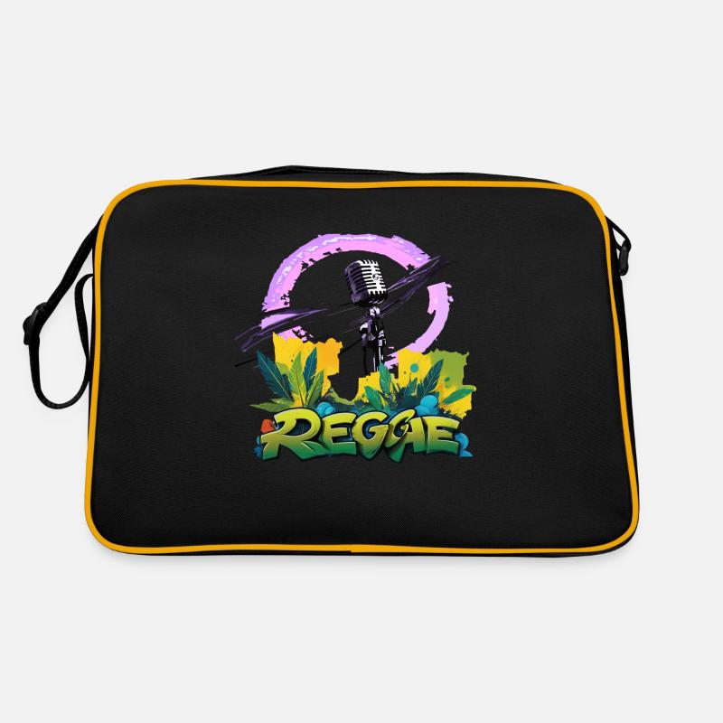 Reggae Mikrofon - Retro Tasche - Schwarz/Gold