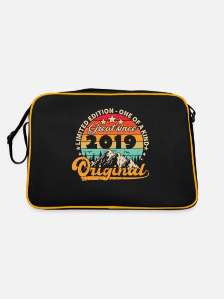 Millésime Né(e) 2019 Cadeau Anniversaire. - Sac Retro - noir/or - Dos