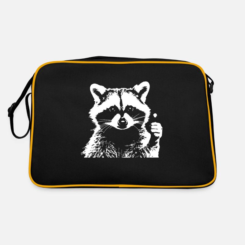 Waschbär - Retro Tasche - Schwarz/Gold